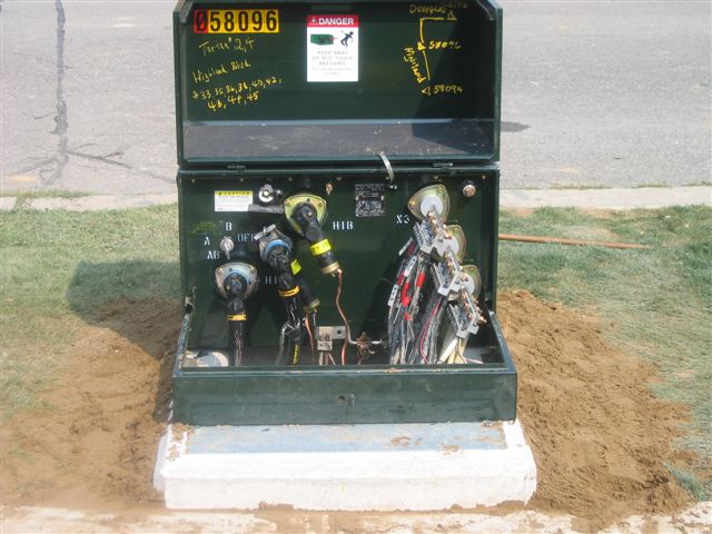 The replacement transformer and concrete base just prior to re-energizeing.